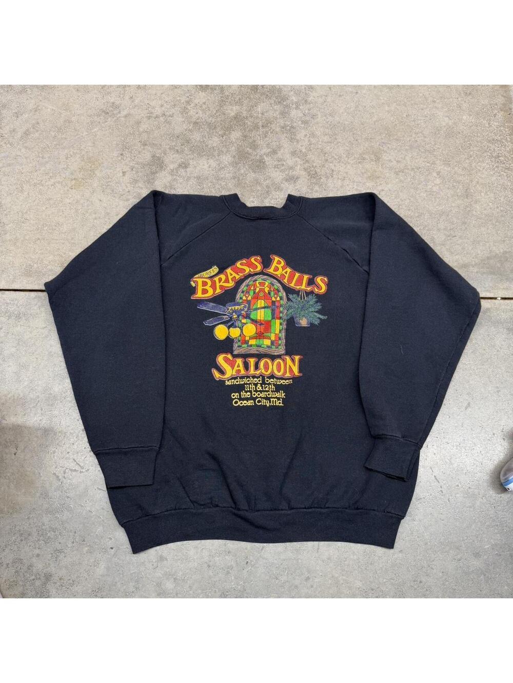 vintage brass balls saloon destination black made in usa crewneck size xl